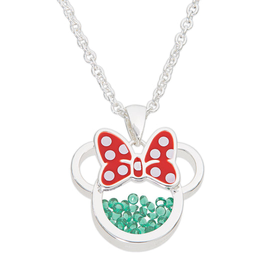 Minnie Silver Plated May Birthstone Floating Stones Bow Necklace