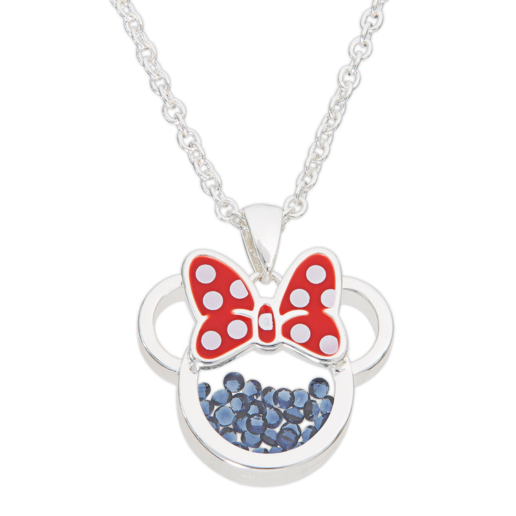 Minnie Silver Plated September Birthstone Floating Stones Bow Necklace