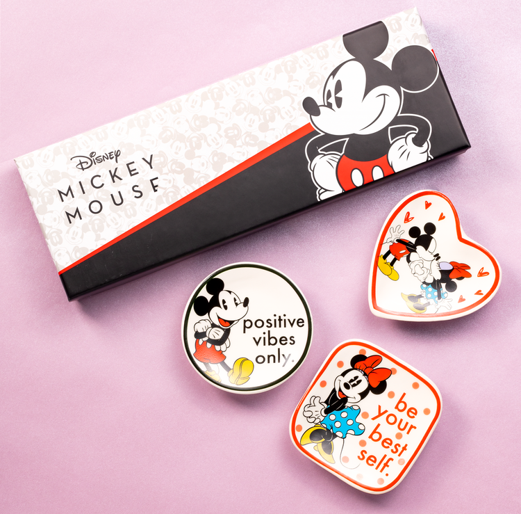 Mickey & Minnie 3 Piece Trinket Tray Gift Set