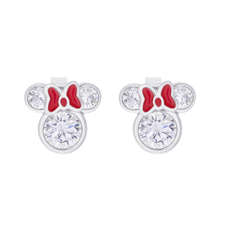 Minnie Sterling Silver Red Bow Earrings