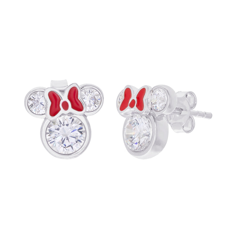 Minnie Sterling Silver Red Bow Earrings