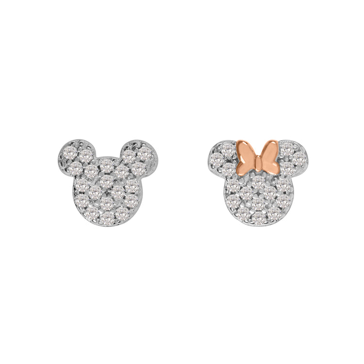 Mickey & Minnie Sterling Silver Mismatched Earrings