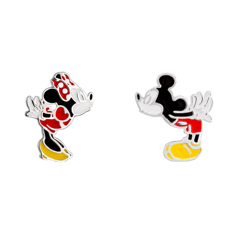 Mickey & Minnie Sterling Silver Kiss Earrings