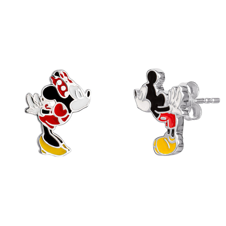 Mickey & Minnie Sterling Silver Kiss Earrings