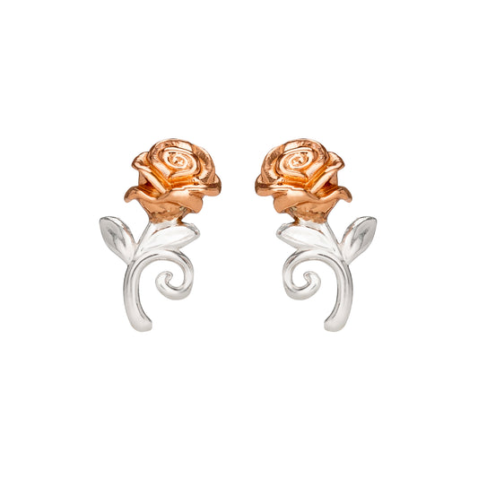 Beauty & The Beast Sterling Silver Rose Earrings