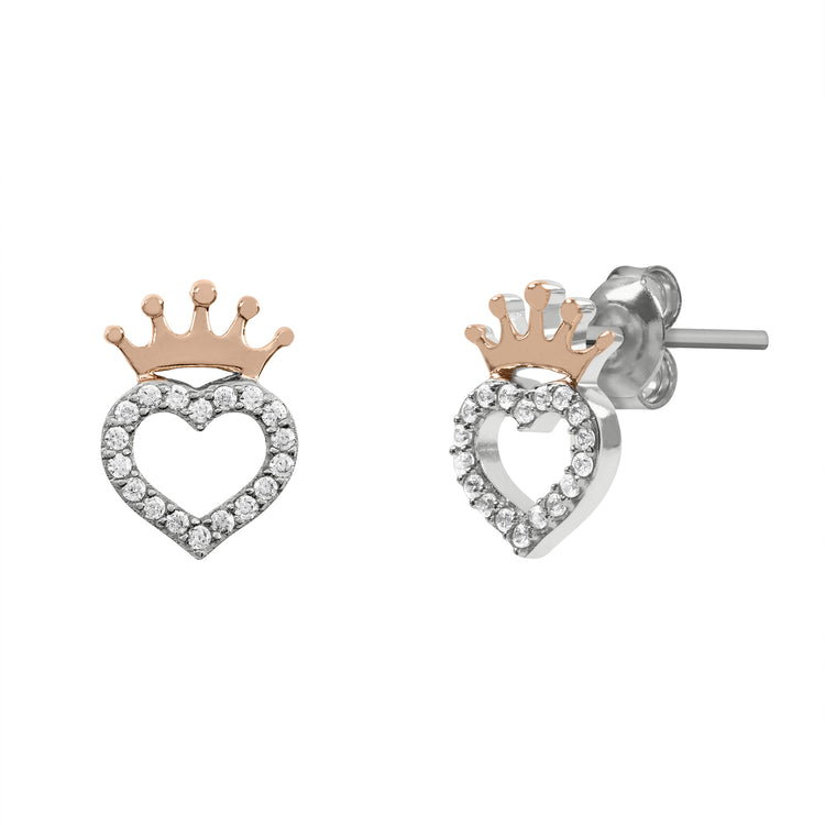 Disney Princess Sterling Silver Heart Earrings