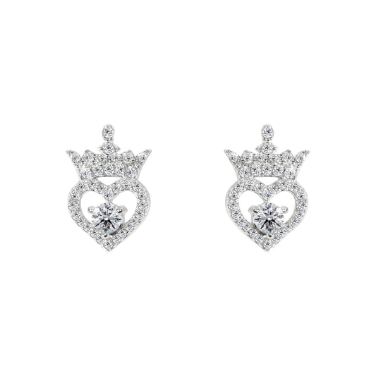 Disney Princess Sterling Silver Clear Heart Earrings