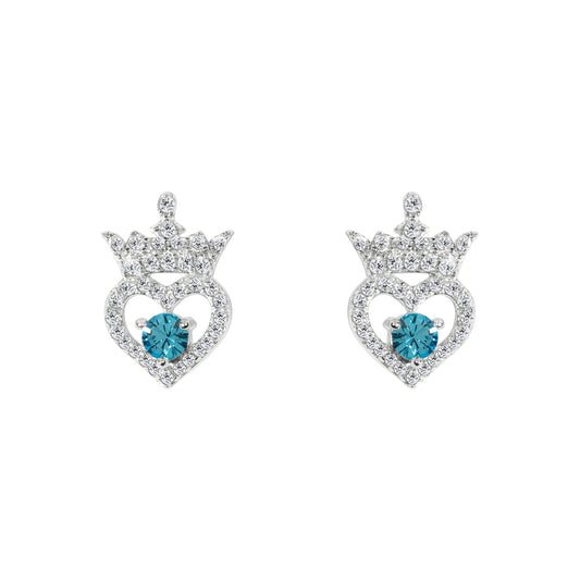 Disney Princess Sterling Silver Blue Heart Earrings