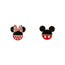 Disney Mickey and Minnie Mouse Black and Red Sterling Silver Mismatched Stud Earrings