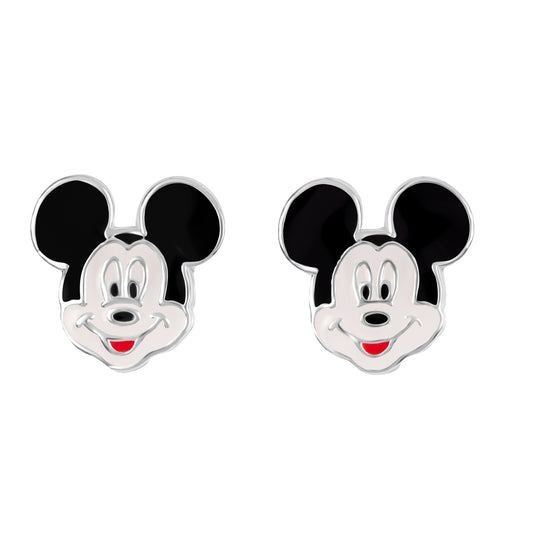 925 Sterling Silver Mickey Mouse Enamel Stud Earrings