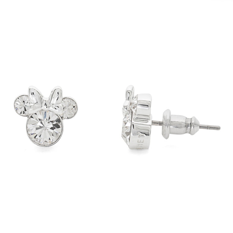 Minnie Silver Plated April Birthstone Stud Earrings