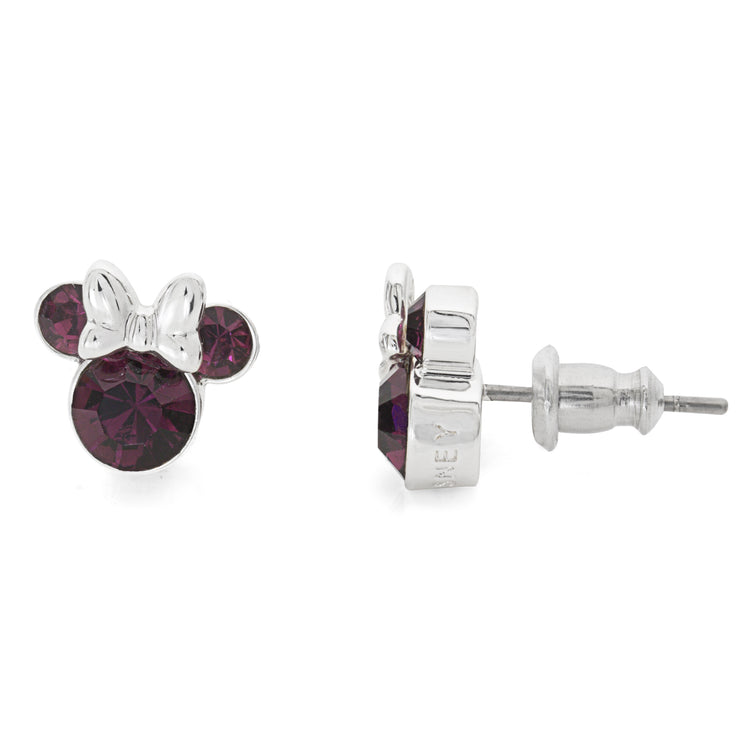 Minnie Silver Plated February Birthstone Stud Earrings