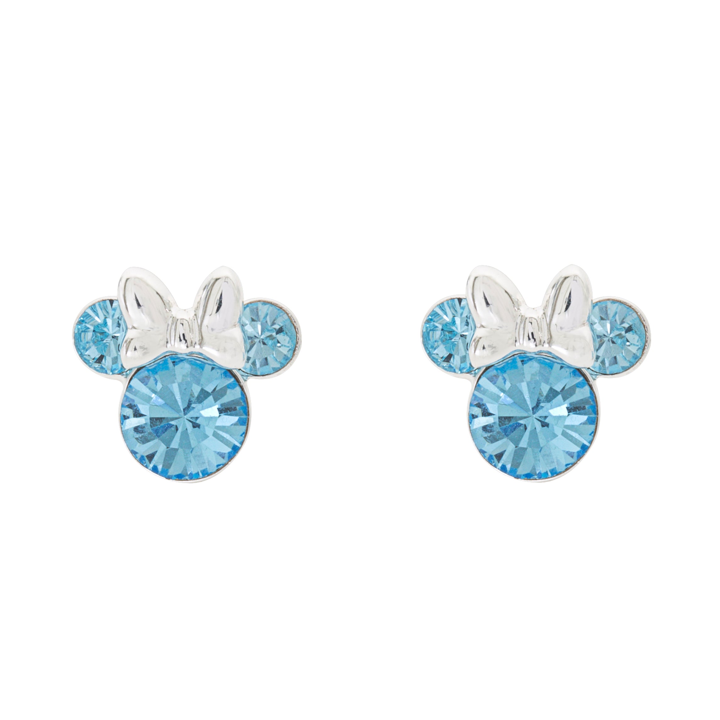 Minnie Plated March Birthstone Stud Earrings