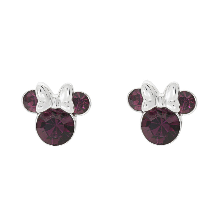 Minnie Silver Plated February Birthstone Stud Earrings