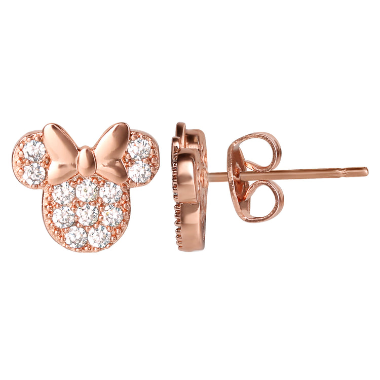 Minnie Rose Gold Silver Plated Stone Set Earrings