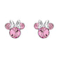 BRASS SLV PLT PINK CRYSTAL MINNIE STUD EARRING