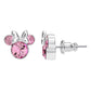 BRASS SLV PLT PINK CRYSTAL MINNIE STUD EARRING