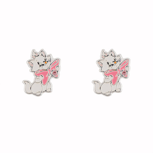 BRASS SLV PLT MARIE ARISTOCATS STUD EARRINGS