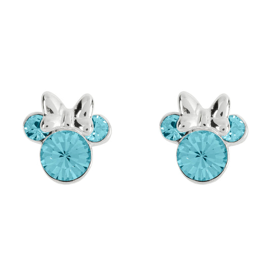 Minnie Sterling Silver March Birthstone Stud Earrings