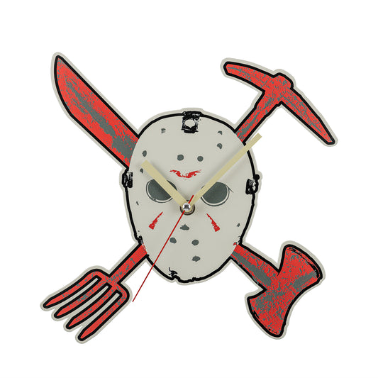 Friday The 13th Red and White Jason Mask Clock