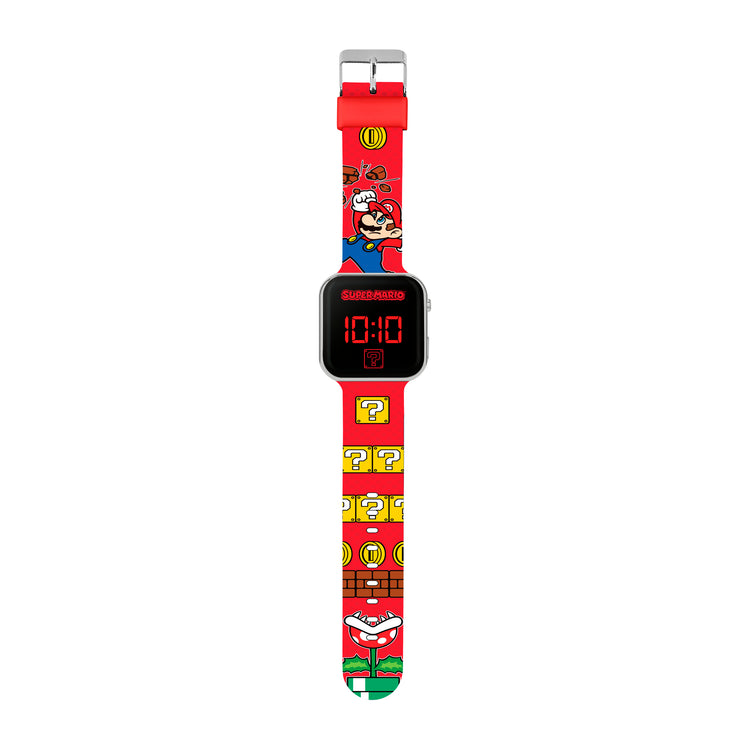 Super Mario Bros. Red Printed Strap LED Watch