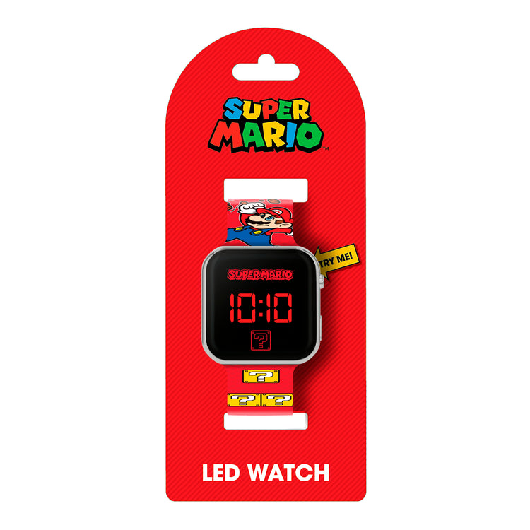 Super Mario Bros. Red Printed Strap LED Watch