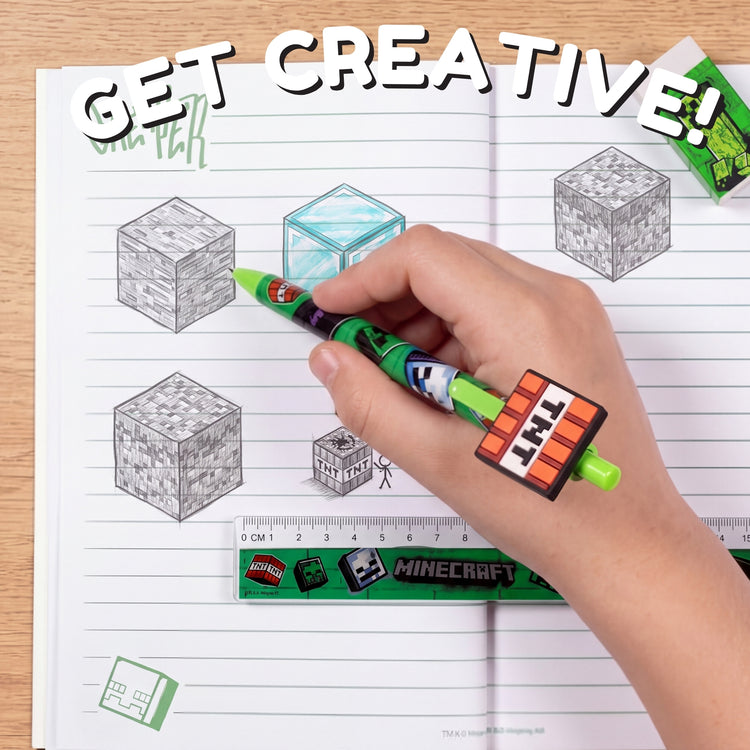 STATIONERY SET WITH BOTTLE AND PAD MINECRAFT