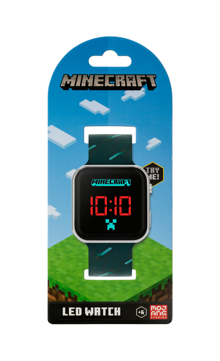 Minecraft Black Printed Strap LED Watch