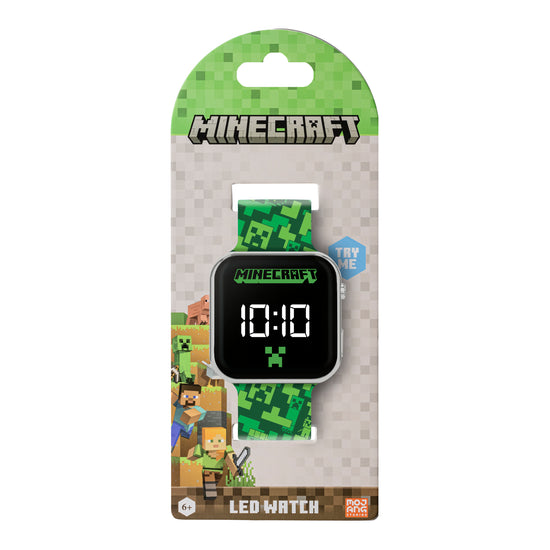 Minecraft Green Printed LED Watch