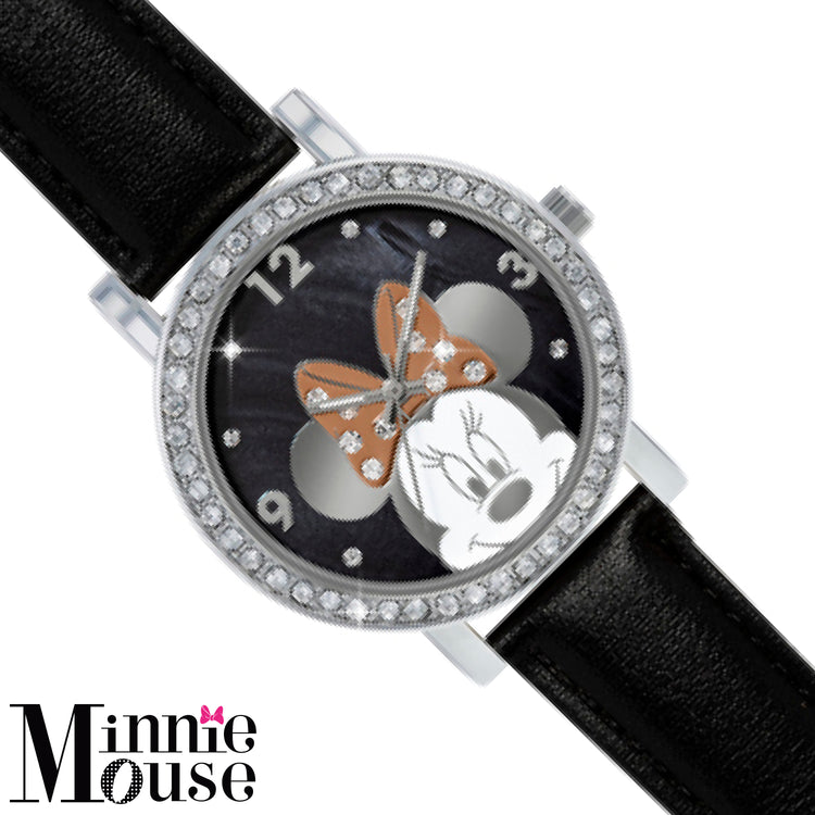 Disney Minnie Mouse Black PU Strap Watch