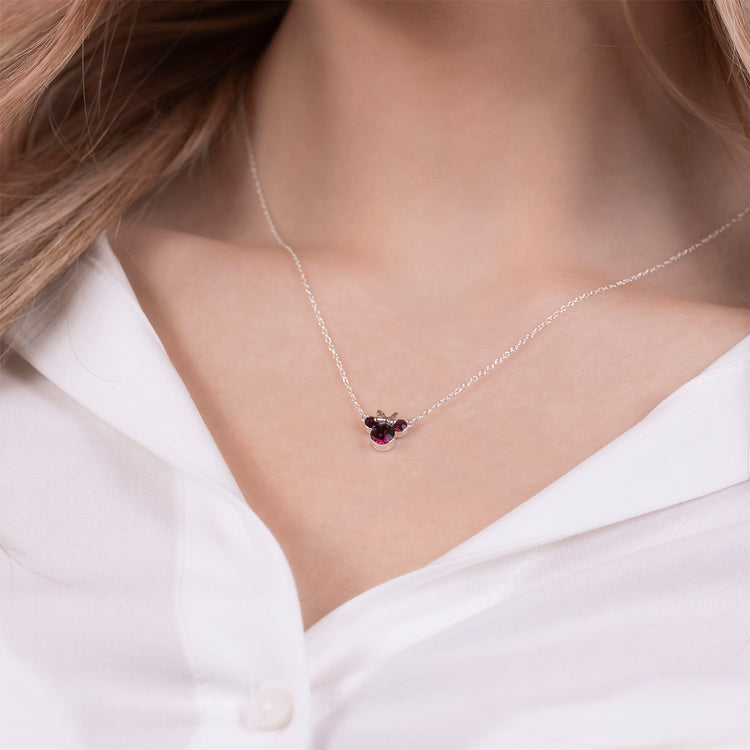 Minnie Sterling Silver February Birthstone Crystal Necklace