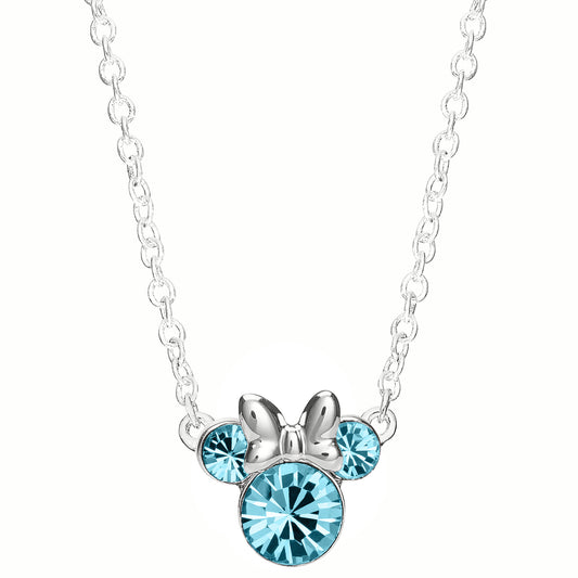 Minnie Sterling Silver March Birthstone Crystal Necklace