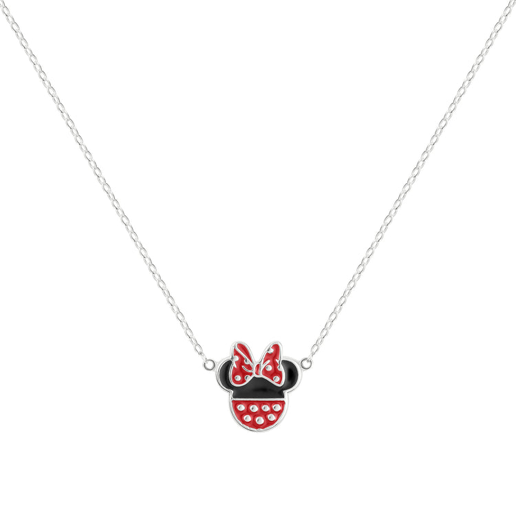 Sterling Silver Minnie Mouse Bow Pendant Necklace