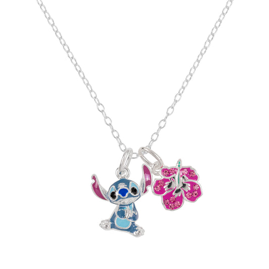 925 Sterling Silver Lilo and Stitch Ohana Charm Necklace