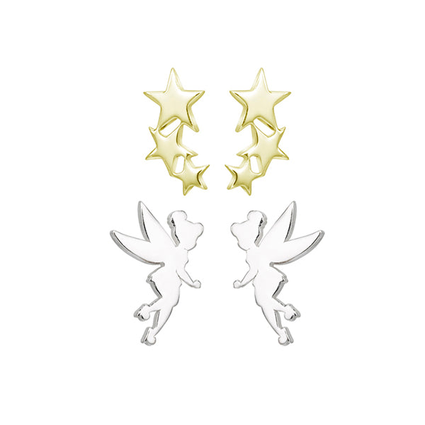 Tinkerbell & Star Sterling Silver Earring Set