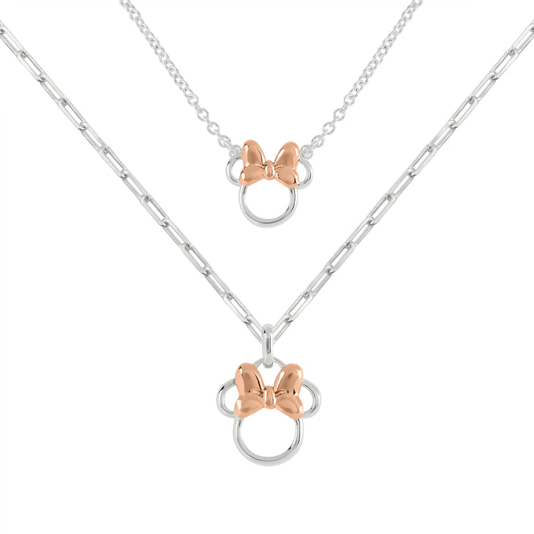 Minnie Two Tone Plated Mother & Daughter Necklace Set