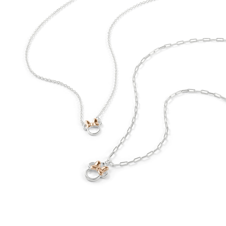 Minnie Two Tone Plated Mother & Daughter Necklace Set