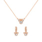 Minnie Rose Gold Silver Plated Crystal Earrings & Necklace Set