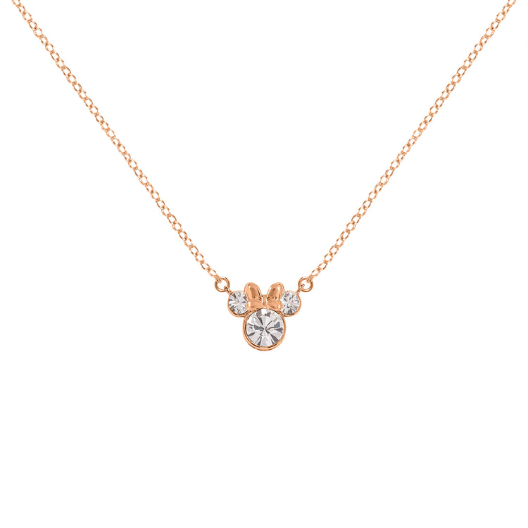 Minnie Rose Gold Silver Plated Crystal Earrings & Necklace Set