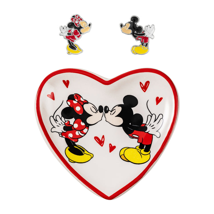 Minnie & Mickey Earrings and Trinket Tray Set