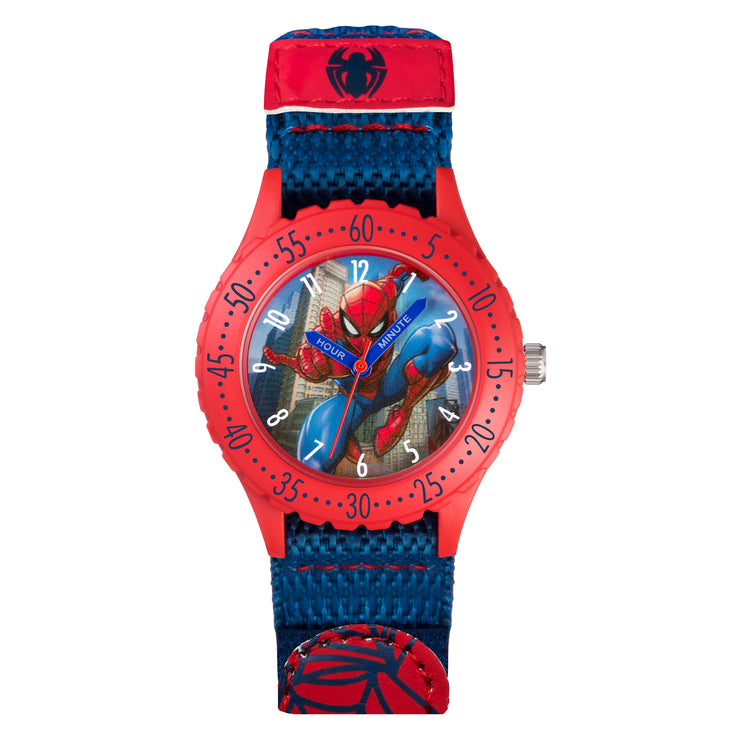 Spider-Man Blue Canvas Time Teacher Watch