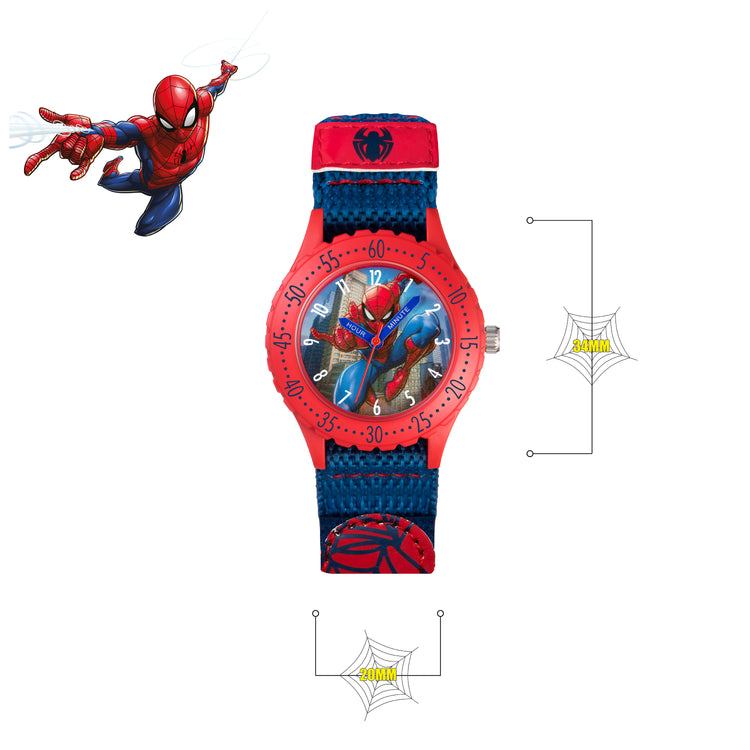 Spider-Man Blue Canvas Time Teacher Watch