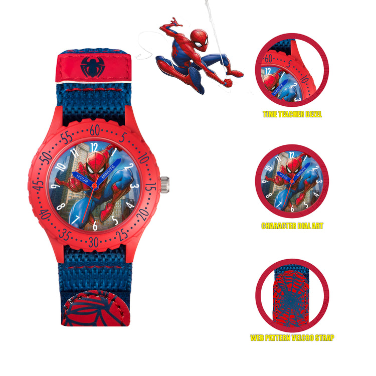 Spider-Man Blue Canvas Time Teacher Watch