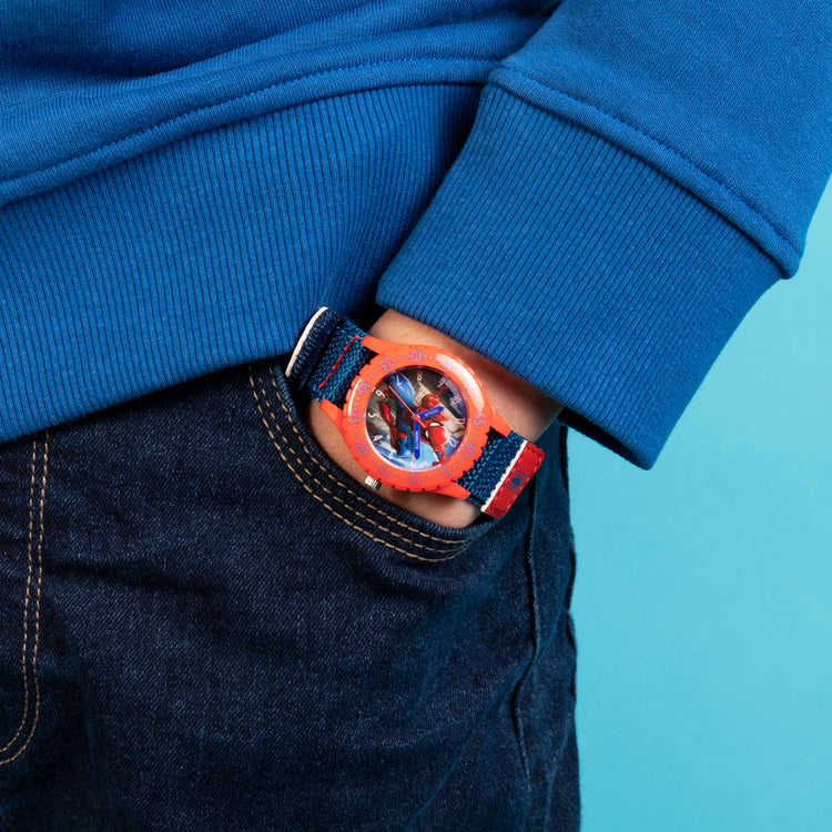 Spider-Man Blue Canvas Time Teacher Watch