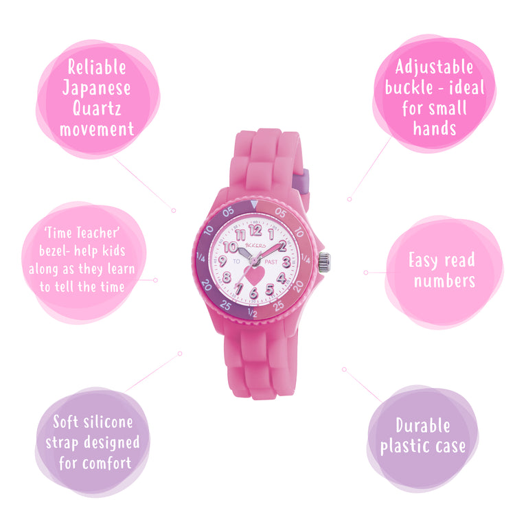 Tikkers Pink Silicone Time Teacher Watch