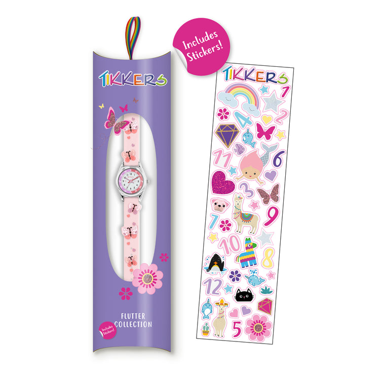 Tikkers Pink Strap Time Teacher Butterfly Watch
