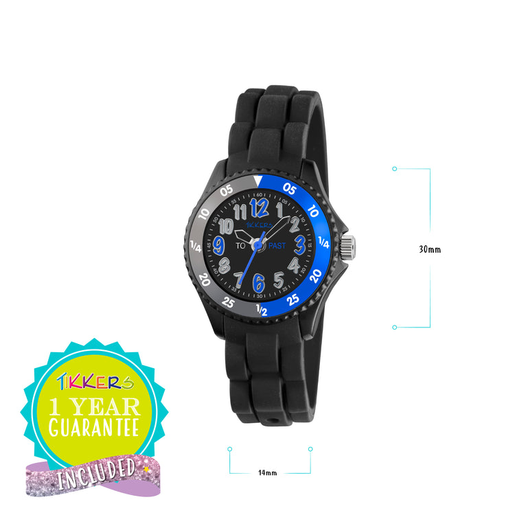 Tikkers Black Silicone Time Teacher Watch