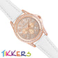 Tikkers White PU Strap Stone Set & Glitter Dial Watch