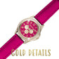 Tikkers Pink PU Strap Glitter Dial Watch