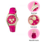 Tikkers Pink PU Strap Glitter Dial Watch